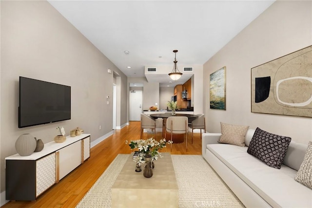 living room featuring light hardwood / wood-style floors