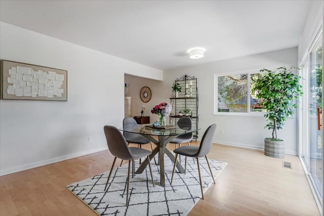 dining room with light wood-type flooring