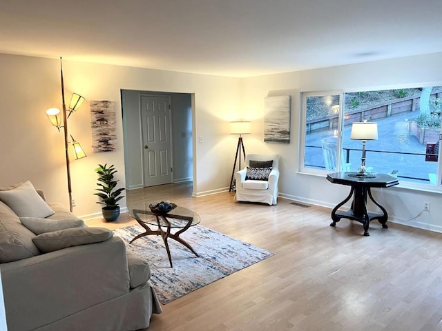 living room with light wood-type flooring