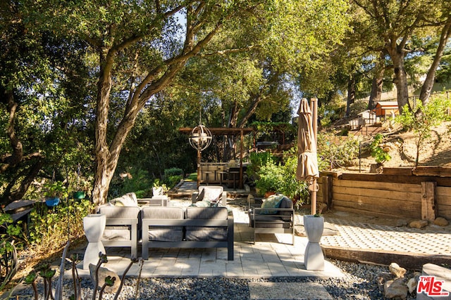 view of patio with an outdoor living space