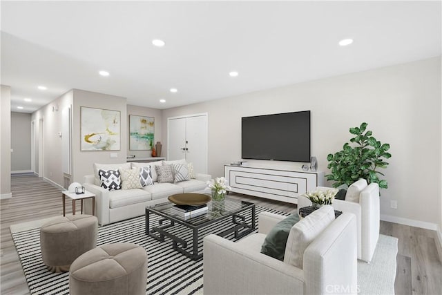 living room with light wood-type flooring