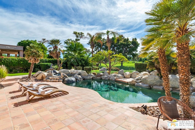 view of pool featuring a patio area