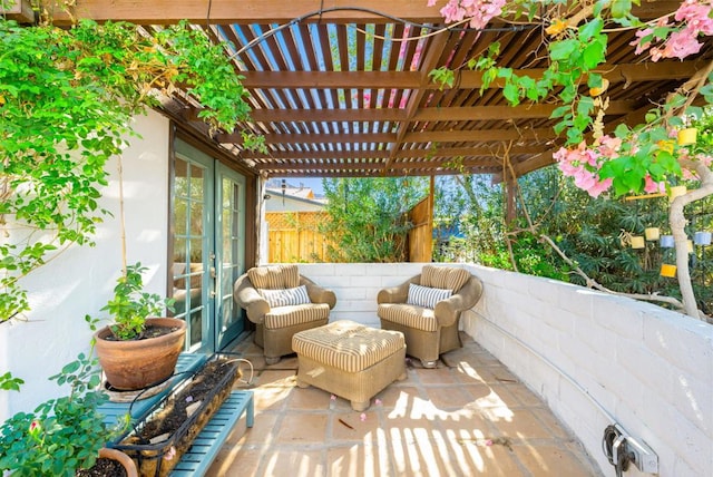 view of patio / terrace featuring a pergola