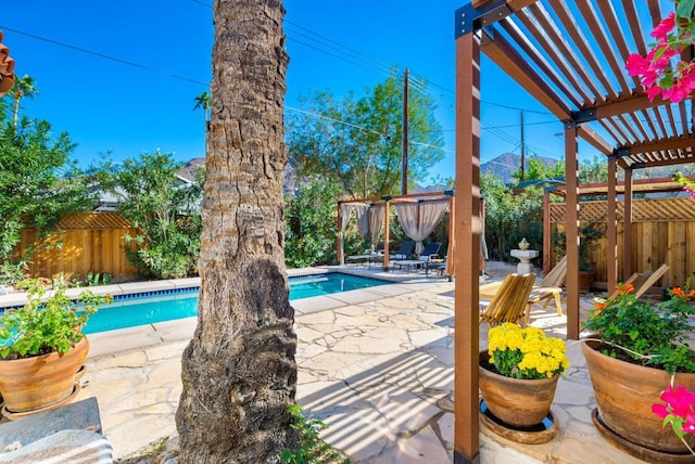 view of swimming pool with a pergola and a patio area