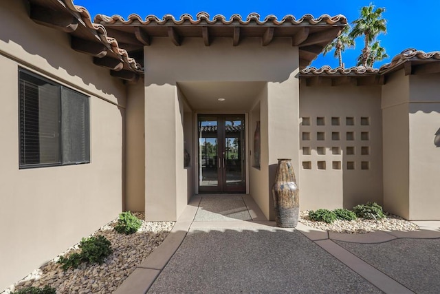 property entrance with french doors