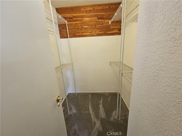 spacious closet with dark carpet