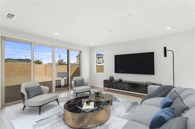 living room featuring light hardwood / wood-style flooring