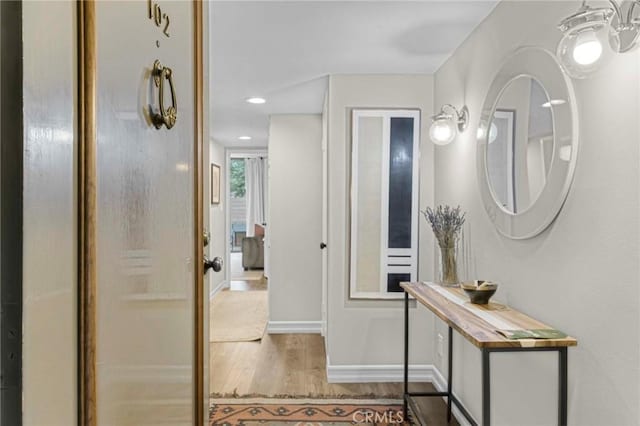 hallway featuring light wood-type flooring