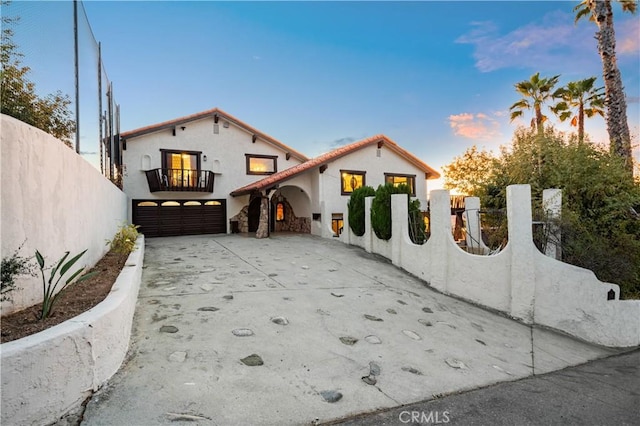 exterior space featuring a garage