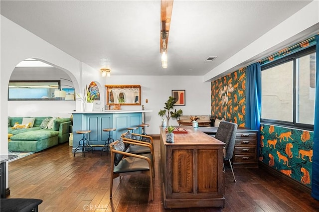 interior space featuring dark hardwood / wood-style floors