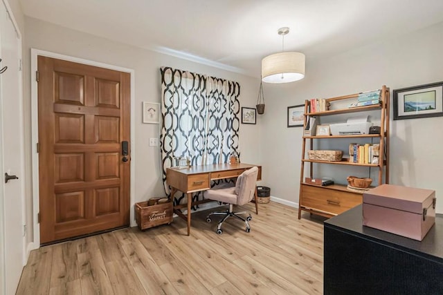 office featuring light wood-type flooring