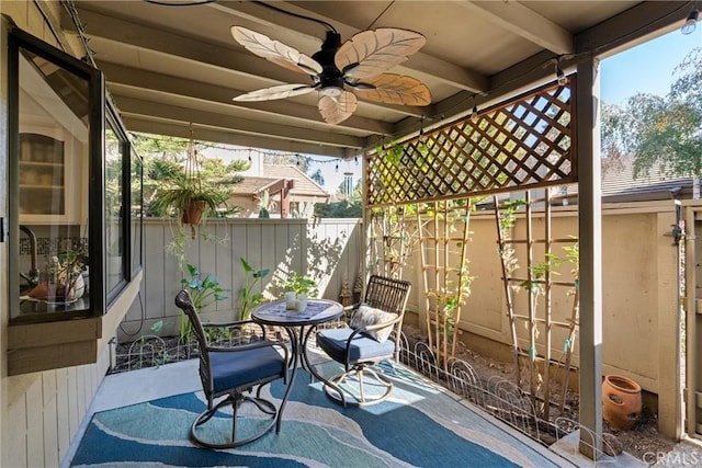 view of patio / terrace with ceiling fan