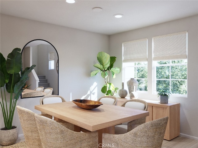 dining room featuring light hardwood / wood-style flooring