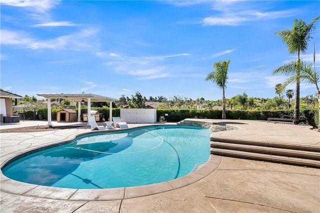 view of swimming pool featuring a patio area