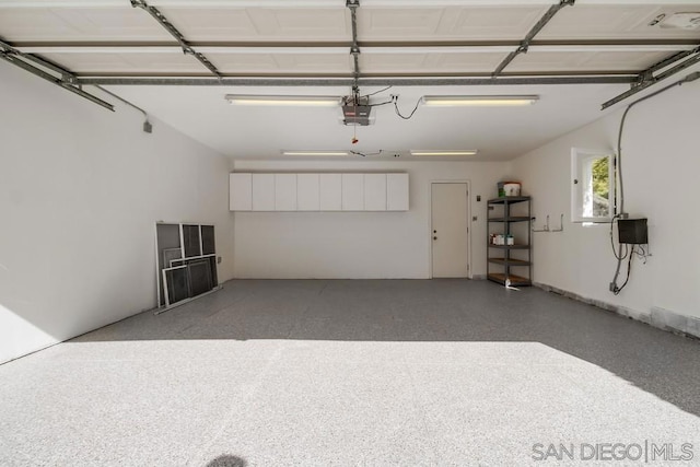 garage with a garage door opener