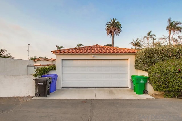 view of garage