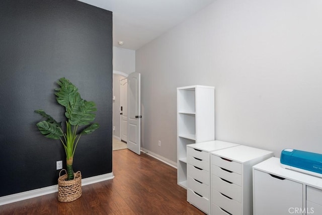 interior space with dark hardwood / wood-style floors