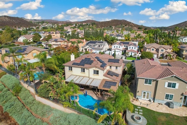 aerial view with a mountain view