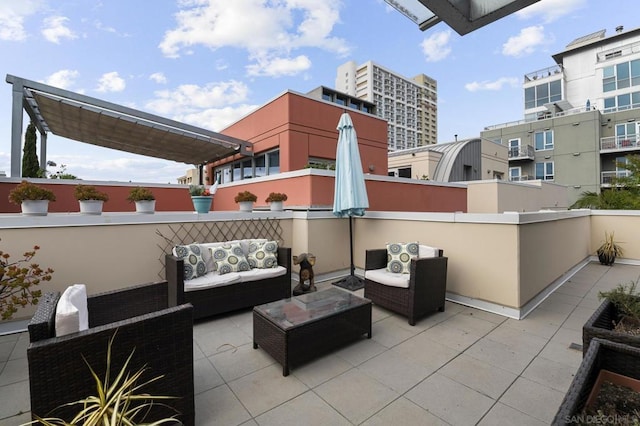 view of patio with an outdoor living space