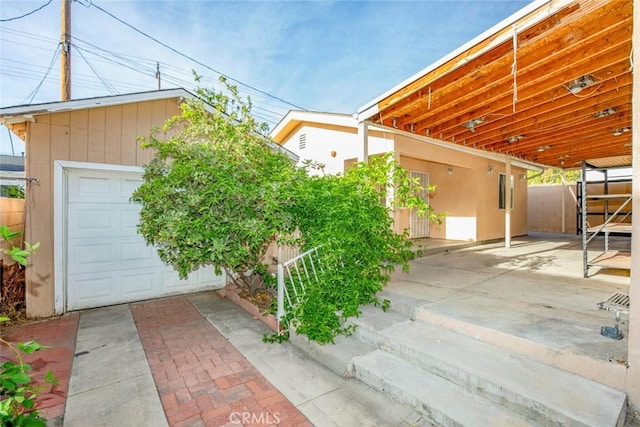 view of home's exterior with a garage