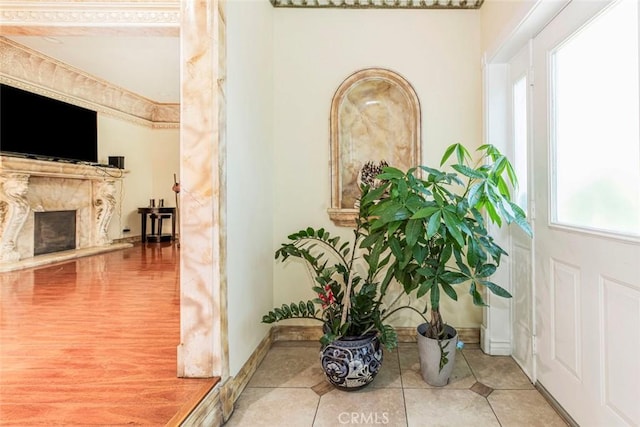 interior space with tile patterned floors