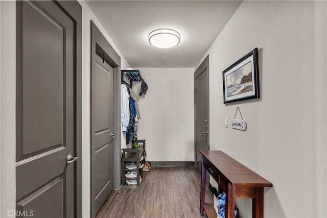 interior space with hardwood / wood-style floors