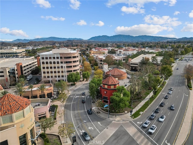 drone / aerial view with a mountain view