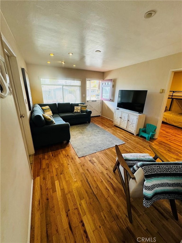 living room with light hardwood / wood-style floors