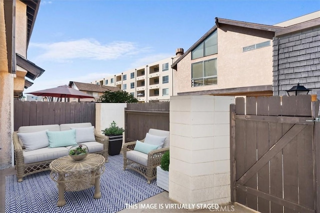 view of patio featuring an outdoor hangout area