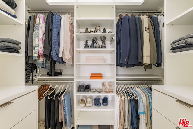 walk in closet with a skylight