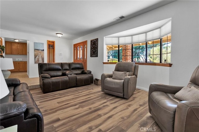 living room with light wood-type flooring