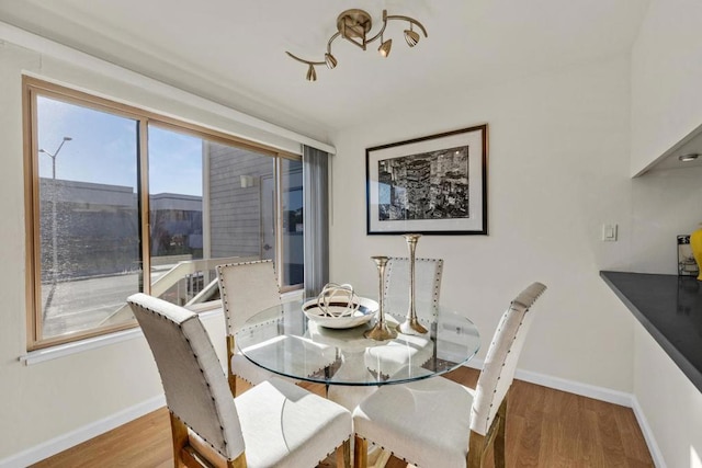 dining room with light hardwood / wood-style floors