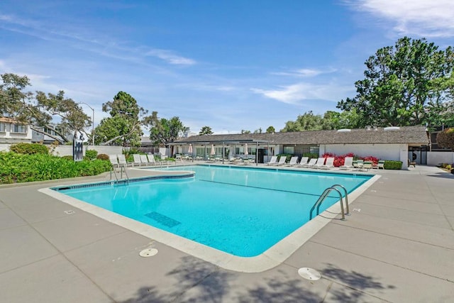 view of pool featuring a patio