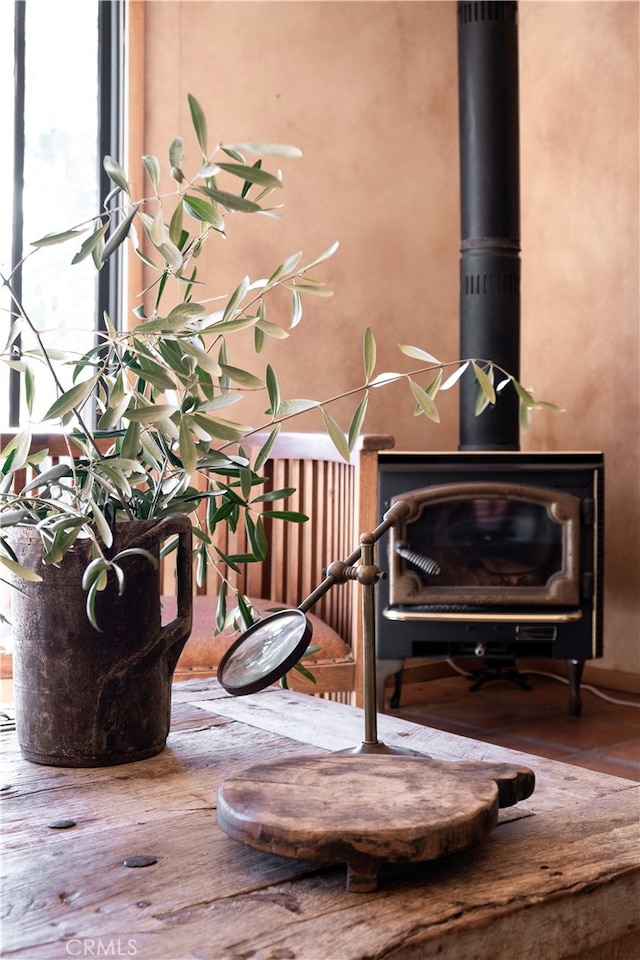 details with a wood stove