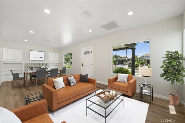 living room featuring hardwood / wood-style flooring