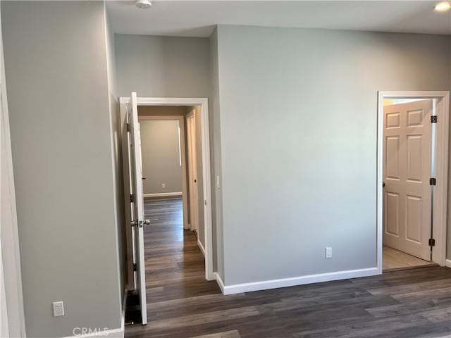 interior space with dark wood-type flooring