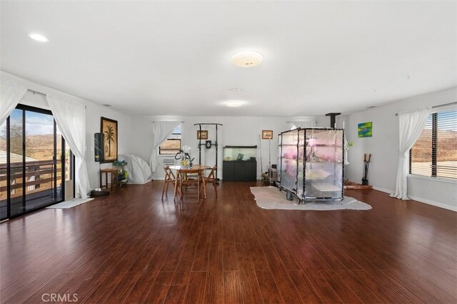 interior space with dark hardwood / wood-style flooring