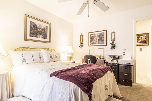 bedroom featuring carpet flooring and ceiling fan