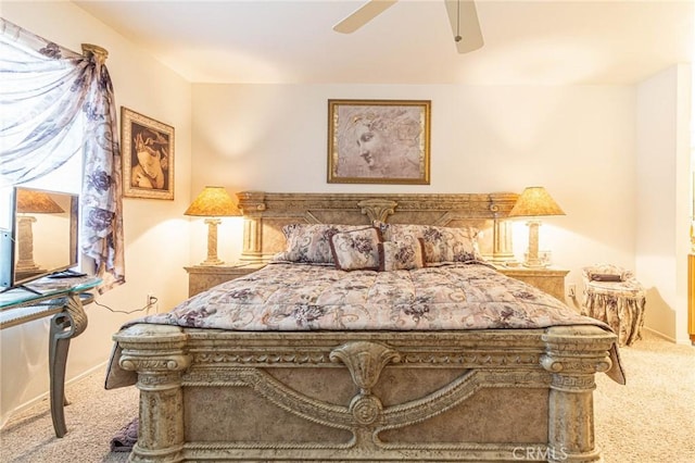 bedroom featuring carpet flooring and ceiling fan