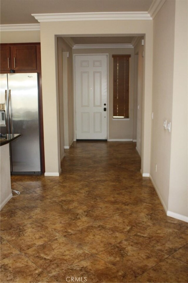 hallway with ornamental molding