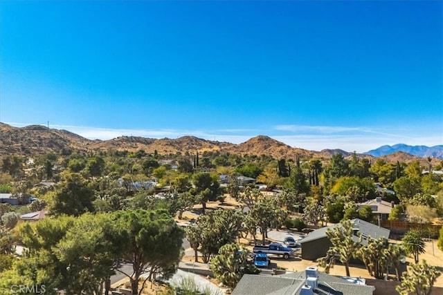 drone / aerial view with a mountain view