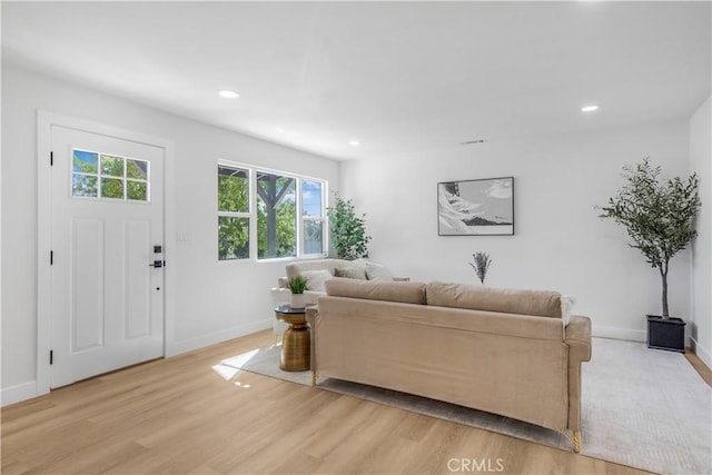 living room with light wood-type flooring