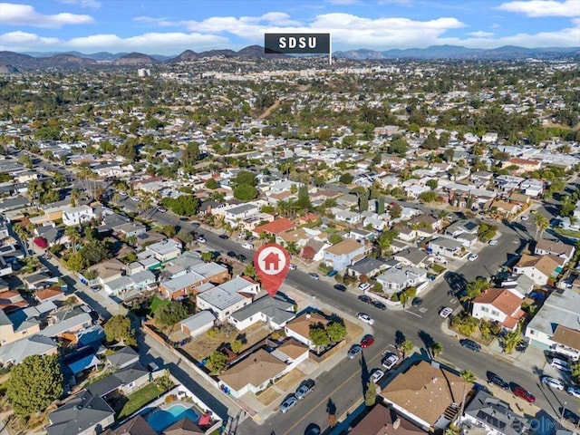 bird's eye view with a mountain view