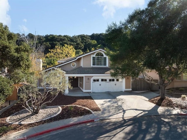 view of property with a garage