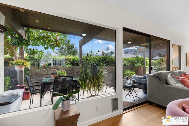 interior space featuring an outdoor hangout area