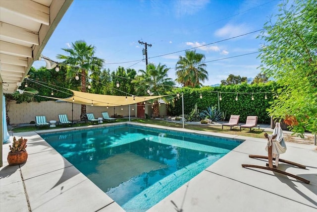 view of swimming pool featuring a patio area