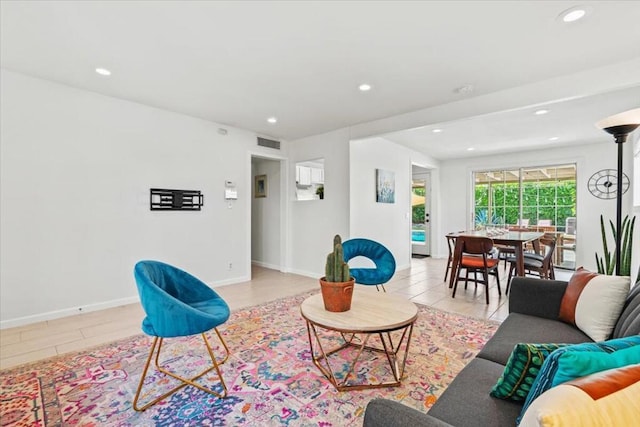 living room featuring light hardwood / wood-style flooring