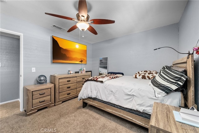 bedroom with carpet and ceiling fan