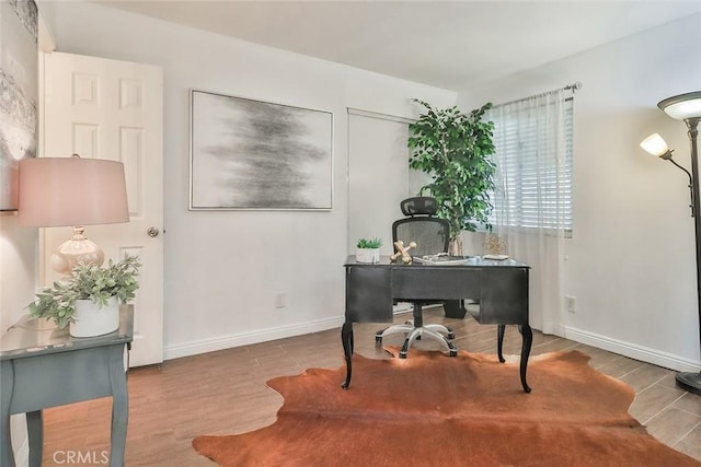 office area featuring hardwood / wood-style flooring