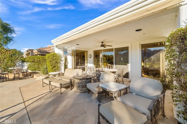 view of patio / terrace with ceiling fan